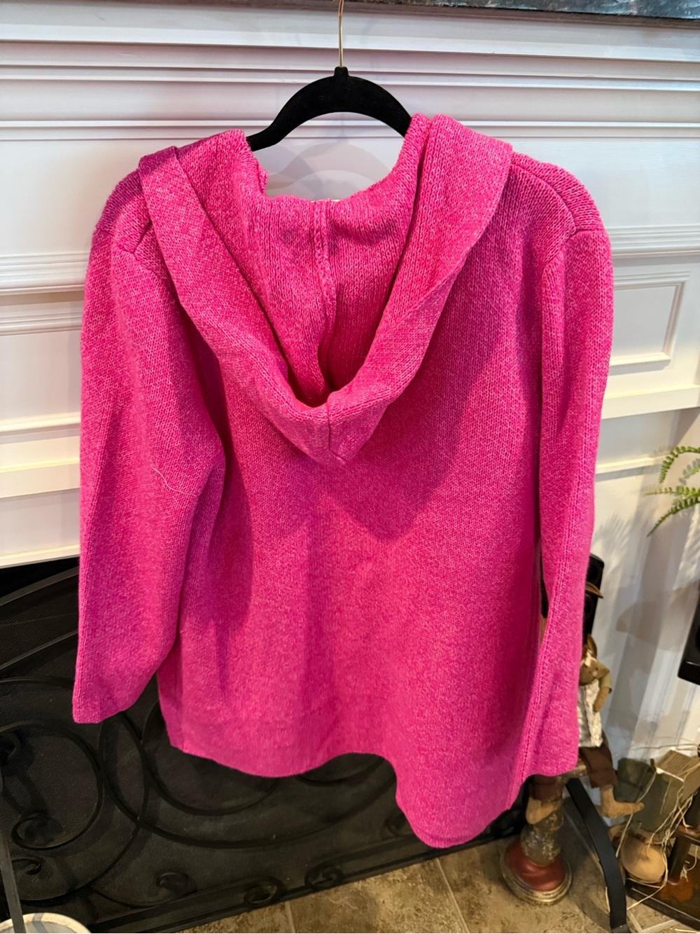 Zenana Outfitters Fuchsia Pink Open-Front Hooded CardiganNWOT - Picture 2 of 4